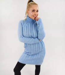 Pletené šaty s rolákem a vlněným rolákem