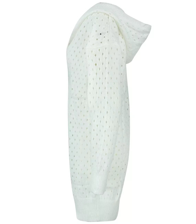 Dlouhý prolamovaný svetr s kapucí ANIELA