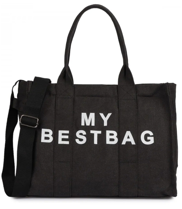 Velká jednobarevná nákupní taška s nápisem "My Bestbag