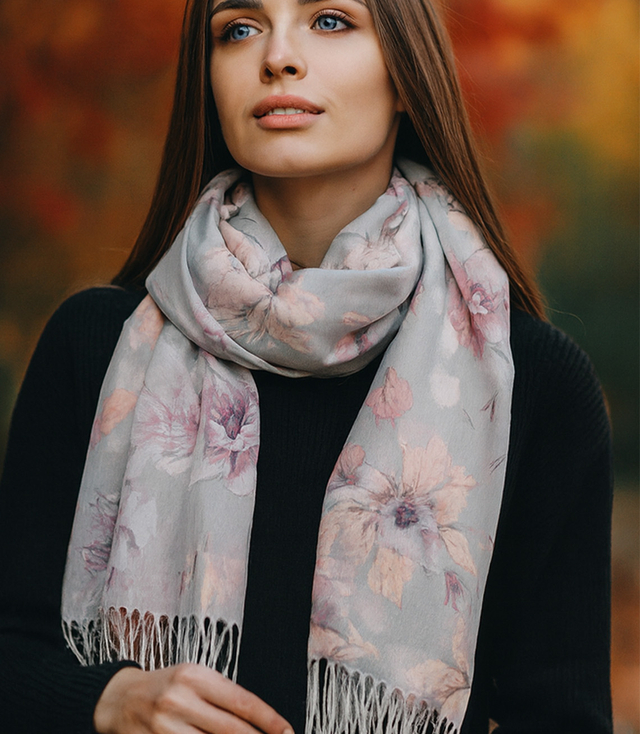 Dámská šála s květinovým vzorem 180x70