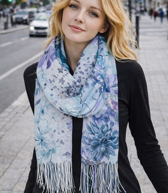 Dámská šála s květinovým vzorem 180x70