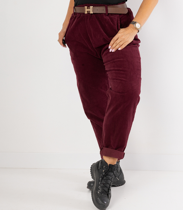 Manšestrové kalhoty s páskem CITY SOFT