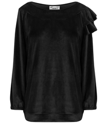 Velurová mikina s nadměrným volánem