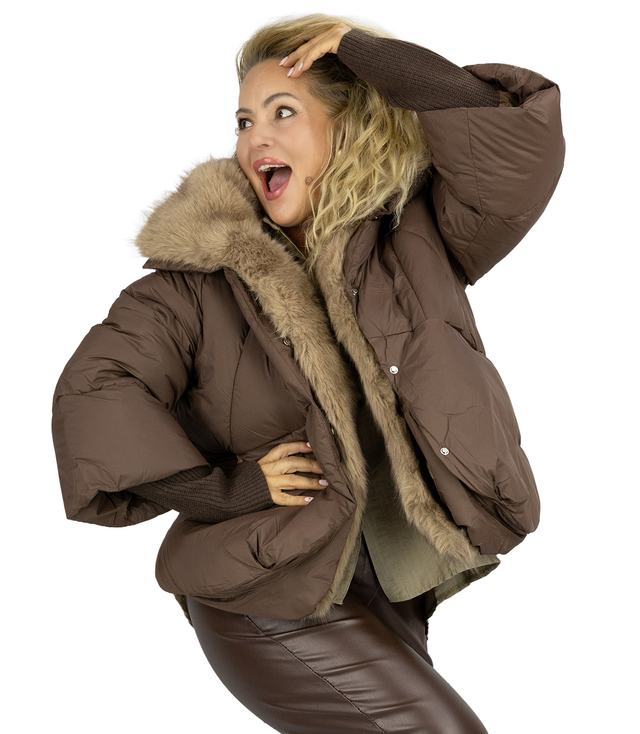Zimní oversize bunda s kožešinou BOMBER LUX