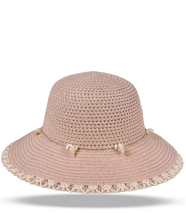 Dámský slaměný klobouk chapeau-cloche s mušlemi