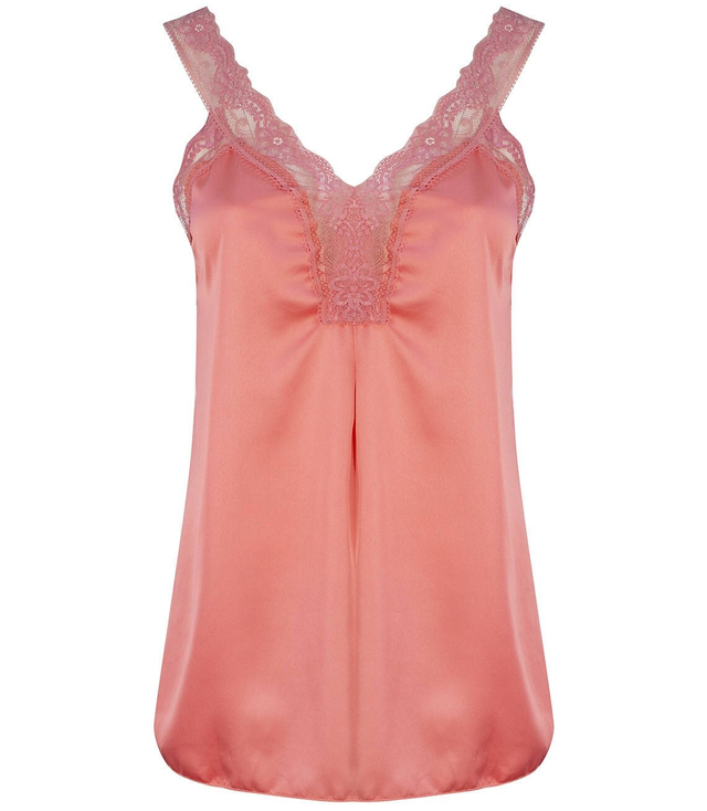 Saténový dlouhý top sexi krajkové pásky