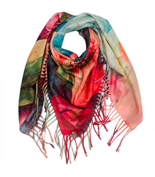 Elegantní velká květinová šála se střapci