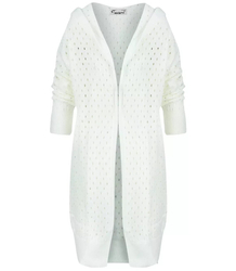 Dlouhý prolamovaný svetr s kapucí ANIELA