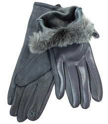 Dámské rukavice zateplené s kožešinovými knoflíky Touch Five-fingered