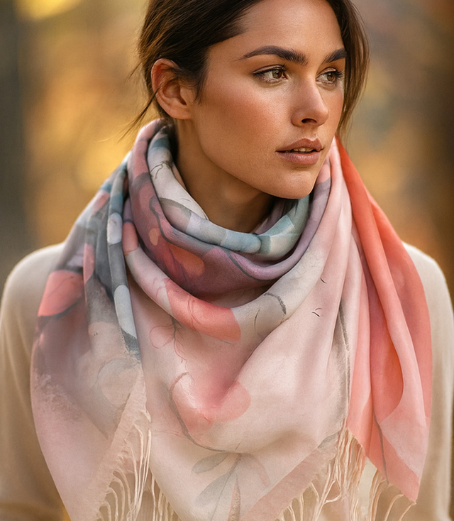 Dámská šála s květinovým vzorem 180x70