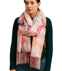 Dámská šála s květinovým motivem a střapci elegantní