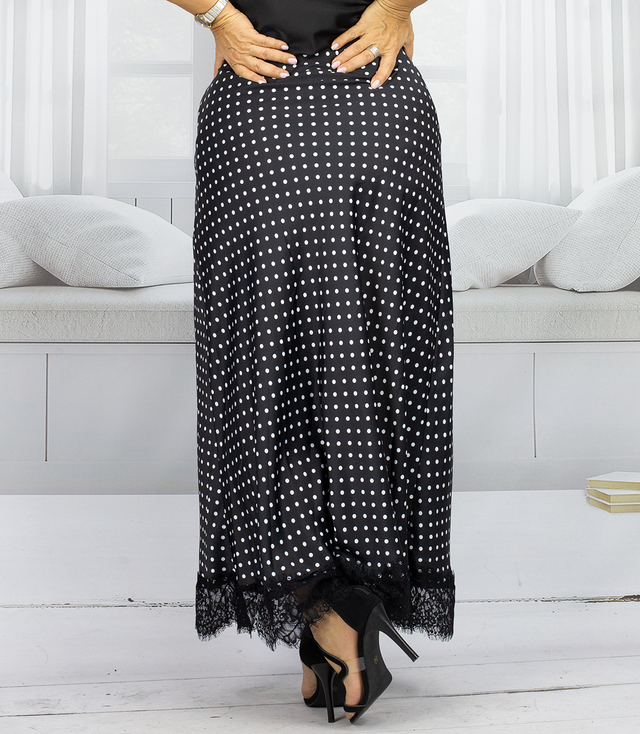 Stylová maxi sukně s hráškovou krajkou
