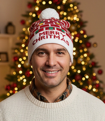 Zimní vánoční čepice s bambulí - ideální pro preze