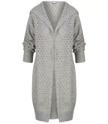 Dlouhý prolamovaný svetr s kapucí ANIELA