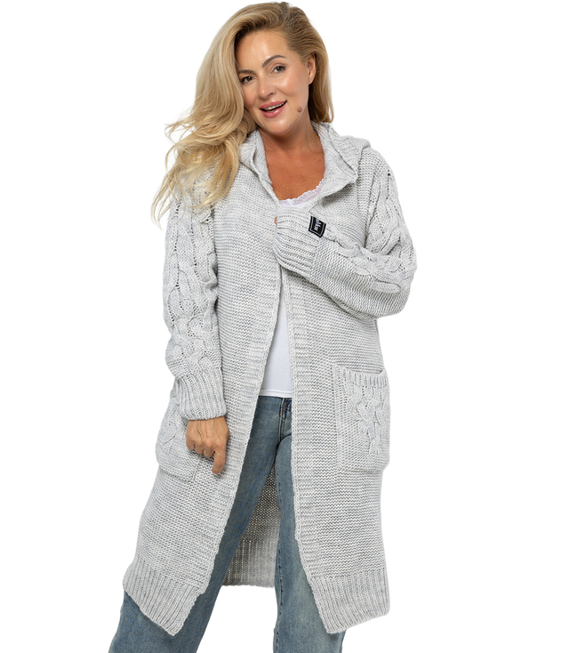 Kardigan Dlouhý tlustý svetr Kostkovaná vlna