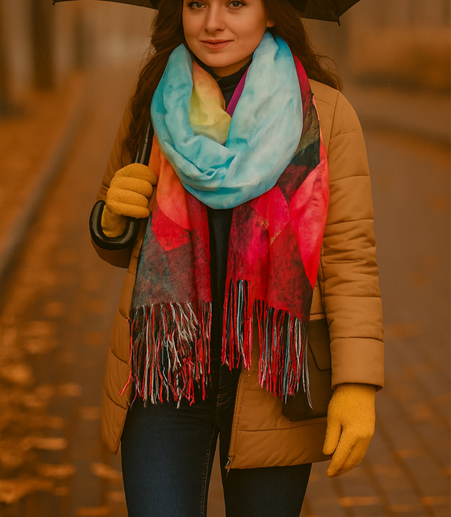 Dámský čtvercový šátek s třásněmi AGRAFKA