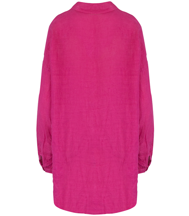 Dlouhá volná plátěná košile plátěná delší zadní dlouhý rukáv LAILA 2