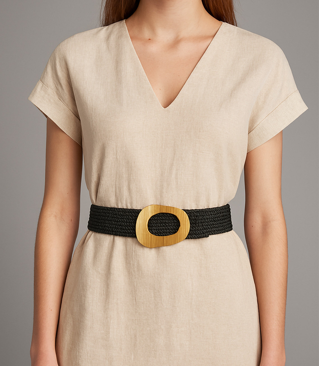 Pletený dámský opasek s velkou sponou