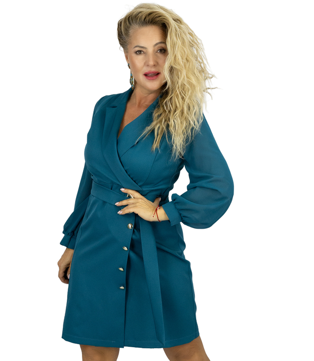 Elegantní námořnické šaty Pásek v pase Zlaté knoflíky ARIEL