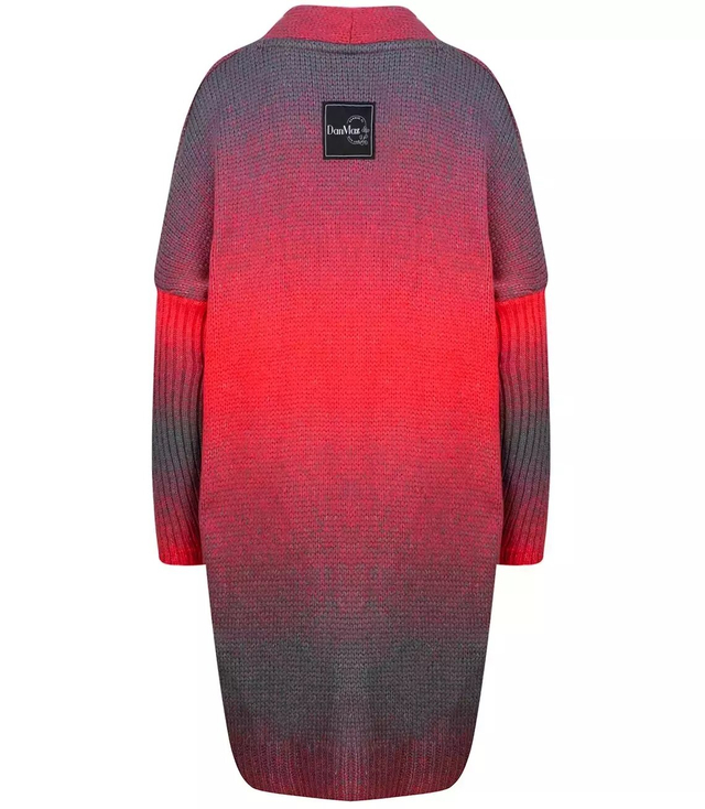 Kardigan dlouhý hrubý svetr ombre barevný