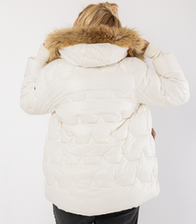 Prošívaná zimní bunda s kapucí zdobená kožešinou ARIA PUFF PLUS SIZE