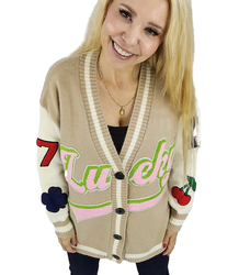 Krátký svetr se záplatami LUCKY