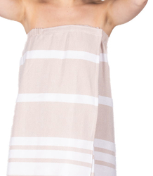 Pareo na suchý zip s pruhovanými střapci