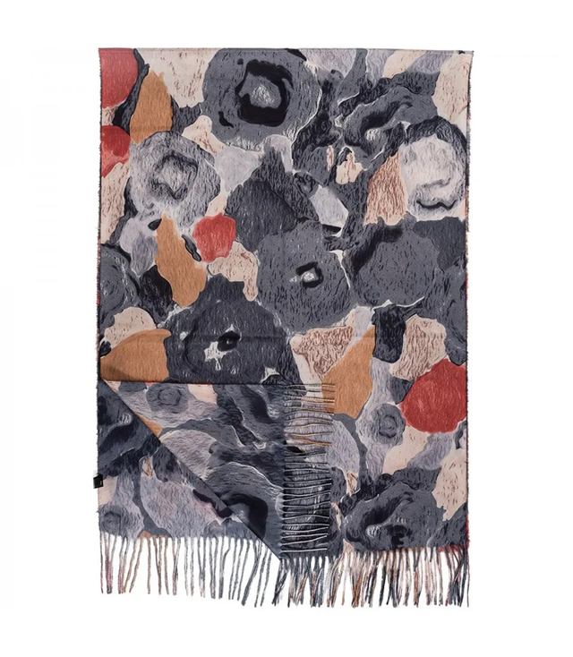 Dámská šála s květinovým motivem a střapci elegantní