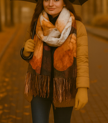 Dámský čtvercový šátek s třásněmi AGRAFKA