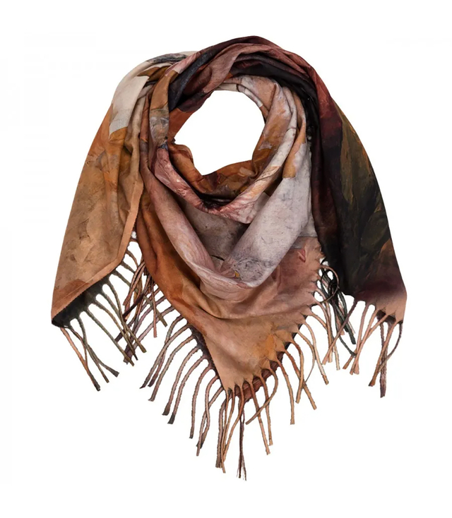 Elegantní velká květinová šála se střapci