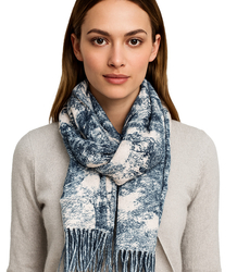 Dámská šála s květinovým motivem a střapci elegantní