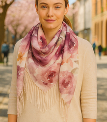 Dámský šátek s květinovým vzorem 100x100