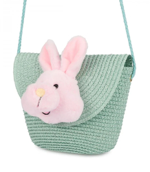 Dětská slaměná taška s plyšovým králíčkem 
