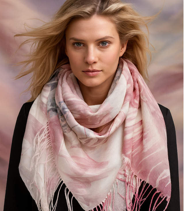 Dámská šála s květinovým vzorem 180x70