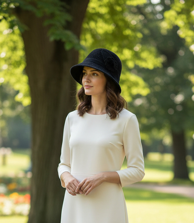 Dámský klobouk cloche patch flower