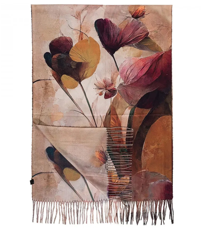 Dámský čtvercový šátek s třásněmi AGRAFKA