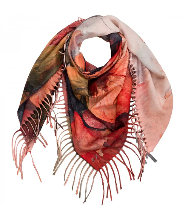 Elegantní velká květinová šála se střapci