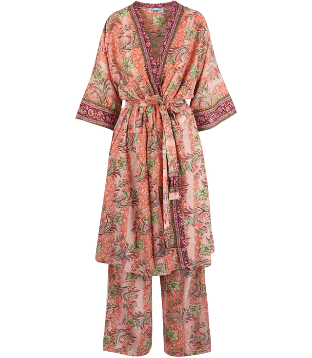 Barevný set kalhot a kimona s boho hippie etnickými vzory MANDALA