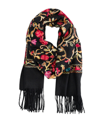 Dámský folklórní šátek s květinovým motivem a střapci