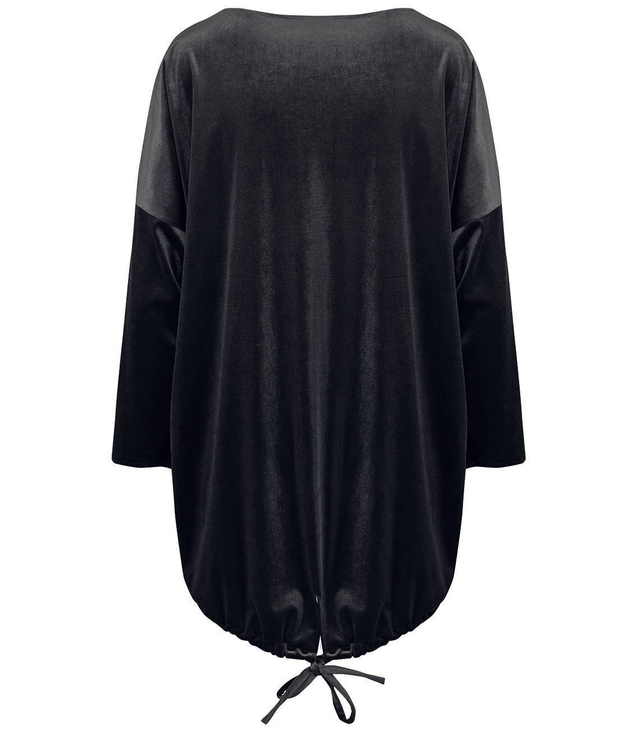 Velurová halenka, zavazování na zádech, volný střih