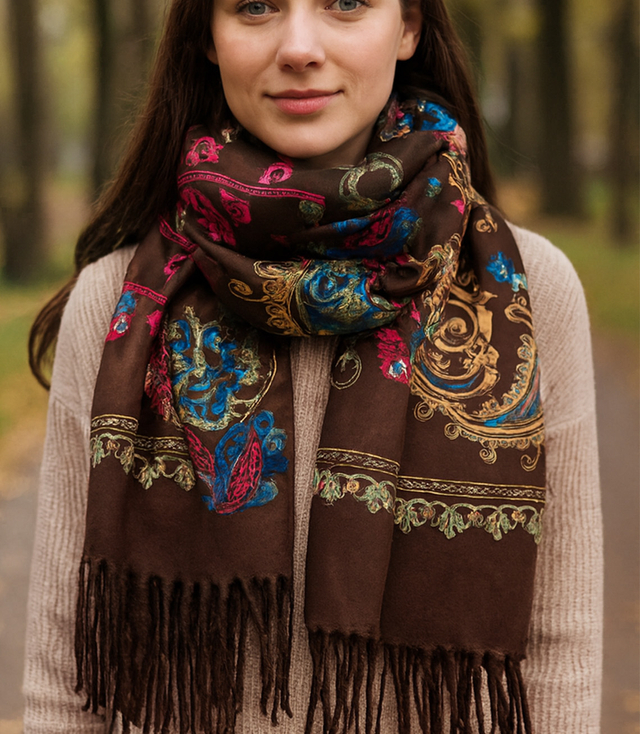 Dámský šátek s květinovým ornamentem stylový