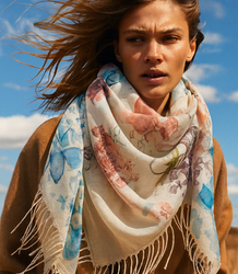 Dámský šátek s květinovým vzorem 100x100