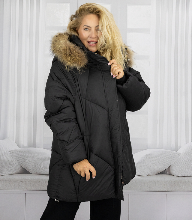 Teplá zimní bunda trapézového střihu COCO