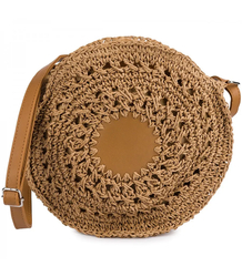 Kulatá pletená boho kabelka s dlouhým popruhem