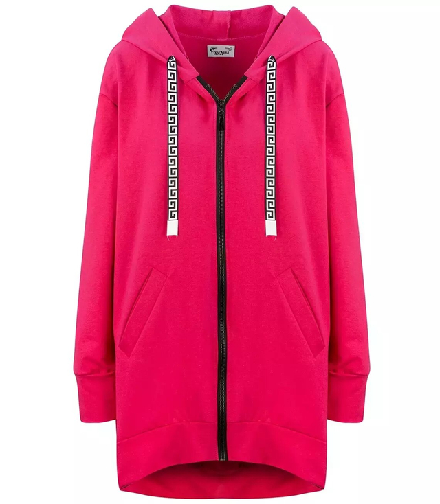 Oversized hladká mikina parka s dlouhými zády