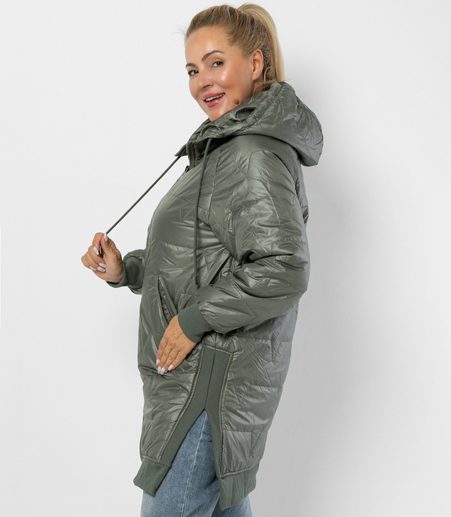 Dlouhá bunda s prošíváním a bočními rozparky ROMA PLUS SIZE