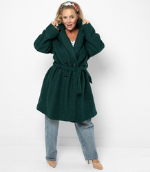 TEDDY dámský kabát z boucle tkaniny s medvědem