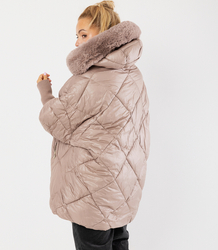 Zimní oversize bunda s kapucí a kožešinou NORDIC PUFF