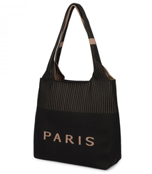 PARIS shopper bag velká látková taška přes rameno se zipem
