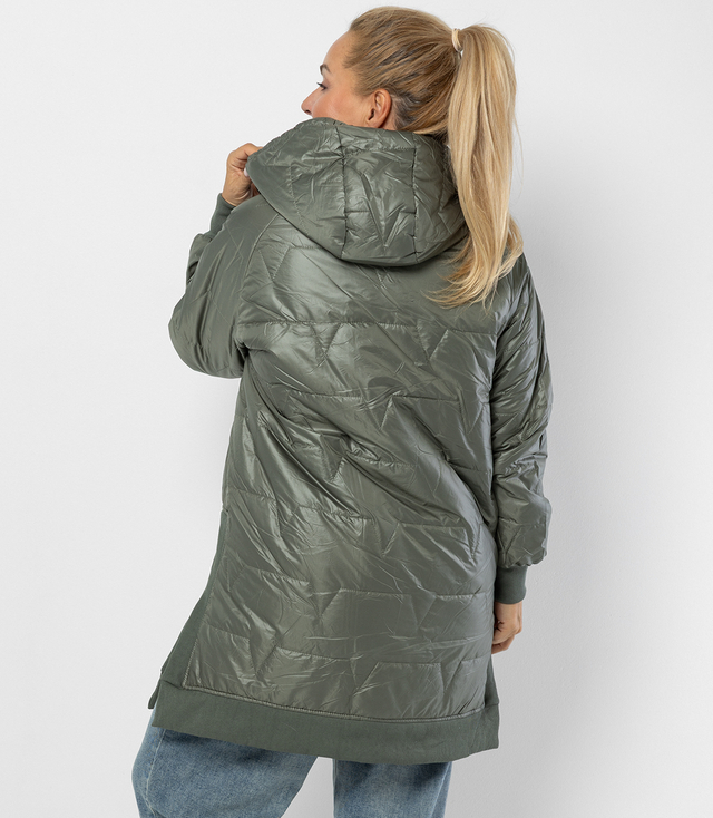 Dlouhá bunda s prošíváním a bočními rozparky ROMA